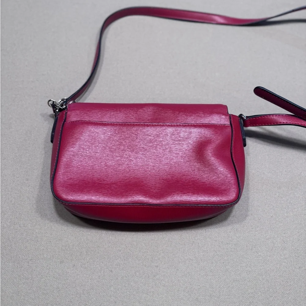 DKNY Sutton Red Leather Bryant Flap Crossbody
